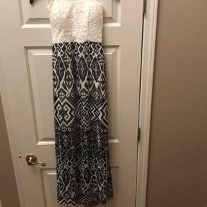 White and black maxi dress